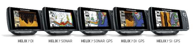 <b>Humminbird</b><br>
HELIX 7 Series<br>
Humminbird's popular HELIX 5 Series is joined by this new line, and they look like winners. Even in full sun, the 480x800 HD resolution and 1500 nit brightness glass-bonded display delivers a clear and precise picture of fish and fish-holding structure. Plus, the ultra-wide 16:9 ratio screen gives anglers ample room for split-screen views, making fishing and navigating even easier. The built-in quick-release gimbal mount makes angle adjustments and removal easy. There are five different models to meet the individual needs of anglers.</p>
