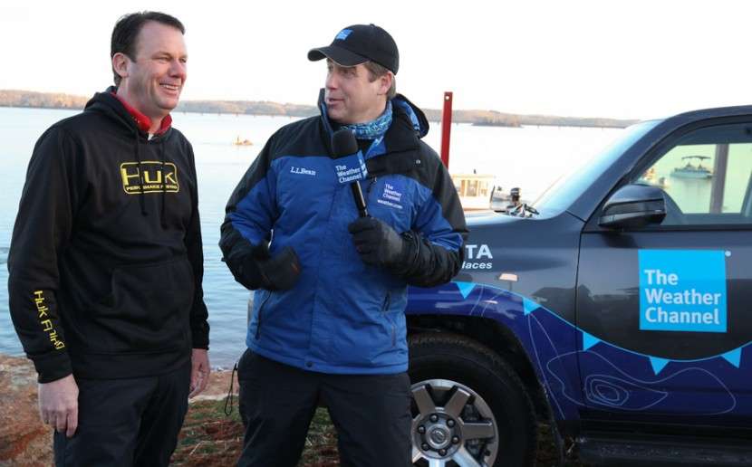 During the 2015 Bassmaster Classic, Kevin VanDam sported Huk clothing for launch site interviews...