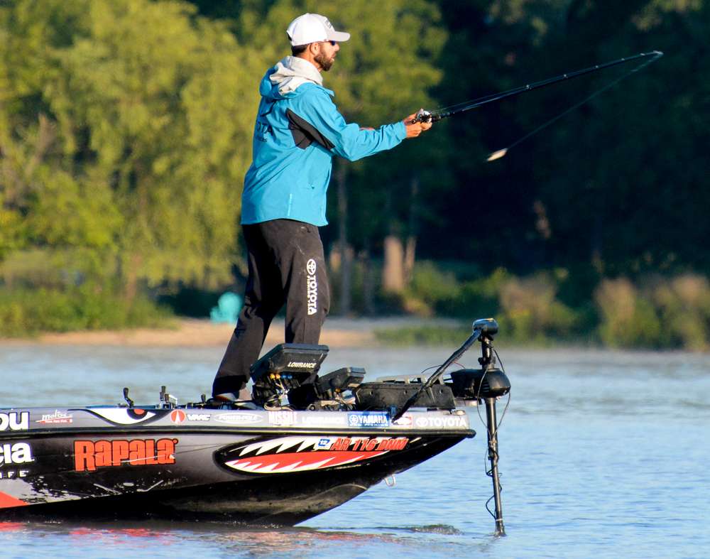 Early on Day 2, Mike Iaconelli fires a cast near the weigh-in site. Most of these photos were within a 15 minute boat ride from where the pros take off. 