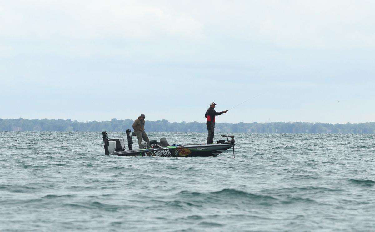 Hite bombs a few casts while keeping the boat moving.