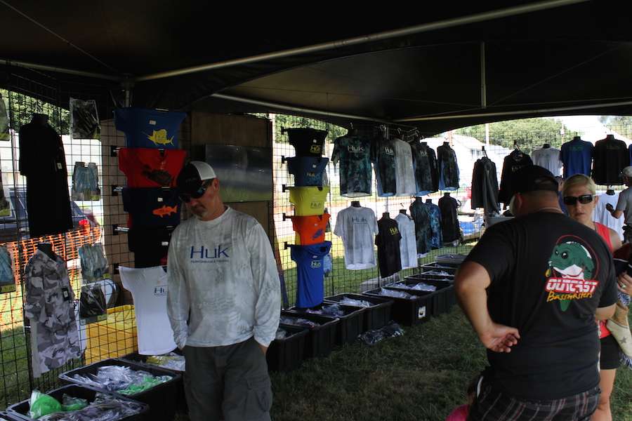 Shirts of all sizes, hats and other goodies were available.