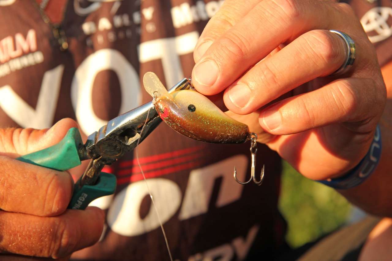 Swindle says bass in tidal waters always seem to favor smaller lures like the Mutt crankbait. 
