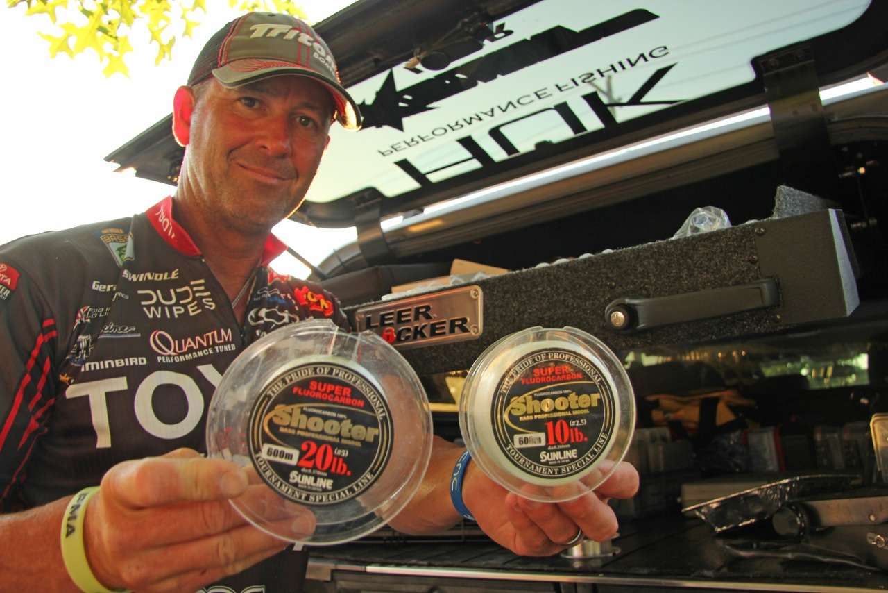 He paired the crankbait with light 10-pound Sunline fluorocarbon, and pitched the Z-Craw with 20-pound Sunline fluorocarbon.