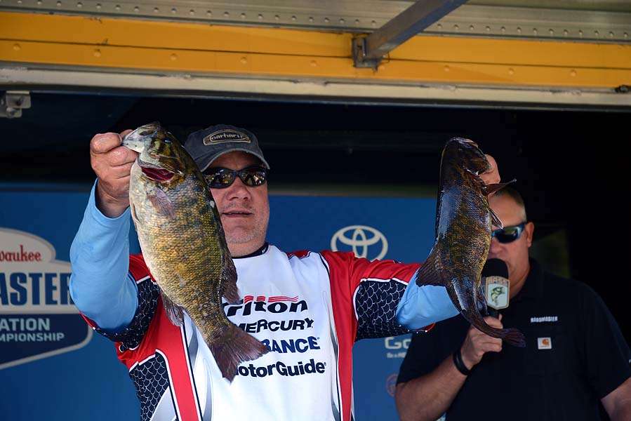Gary Adkins stands in second place with this bass anchoring his overall weight of 16-9.
