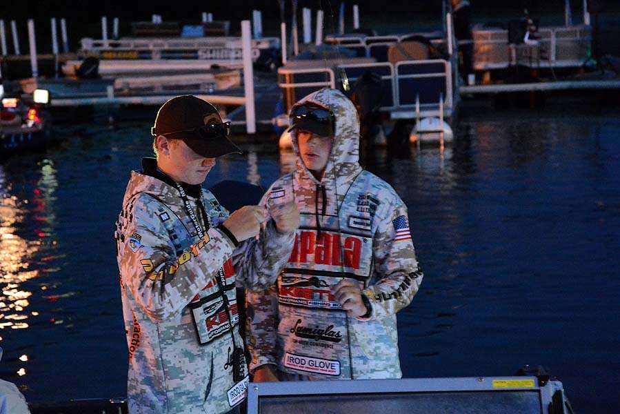 Mason Raveling and Ben Provost prepare for their first day of competition in the high school division. The team is from Prior Lake High School in Minnesota. 