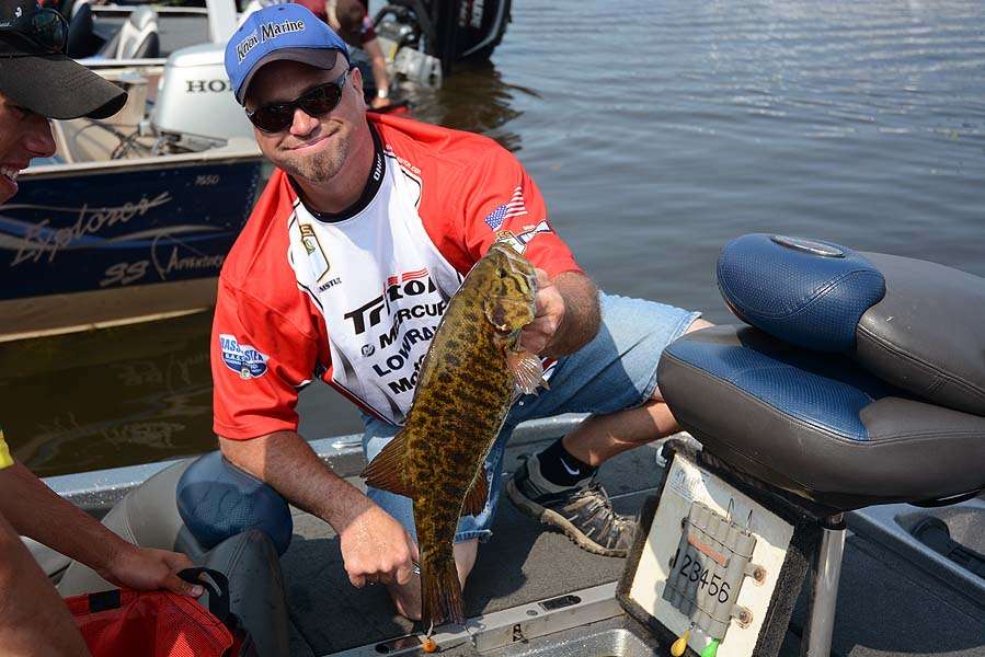 Paul Amstutz of the Ohio Nation poses with his dayâs best smallmouth.