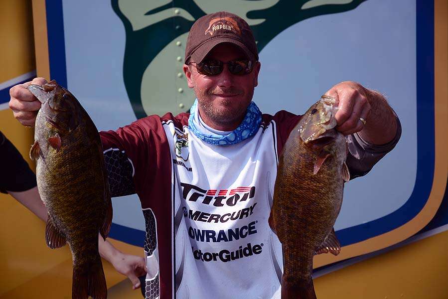 Andy Hribar of Minnesota with his two best bass of the day.