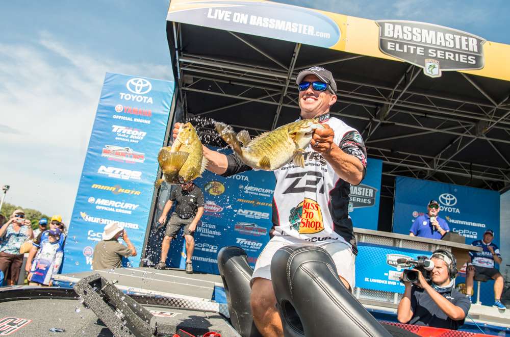 Edwin Evers brings a giant pair of New York smallmouth to the stage.
