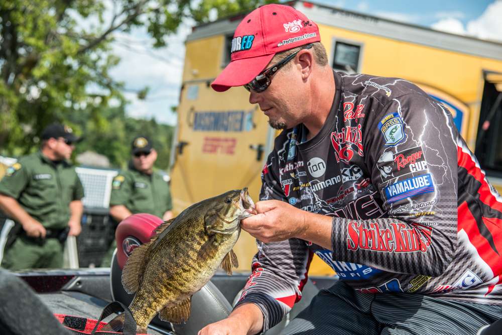 Keith Combs loads up his St. Lawrence River smallmouth. 