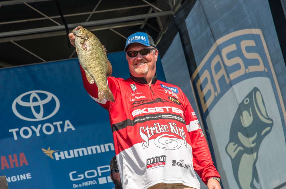Davis holds up his best fish from the day. He finished 6th with 71-13.