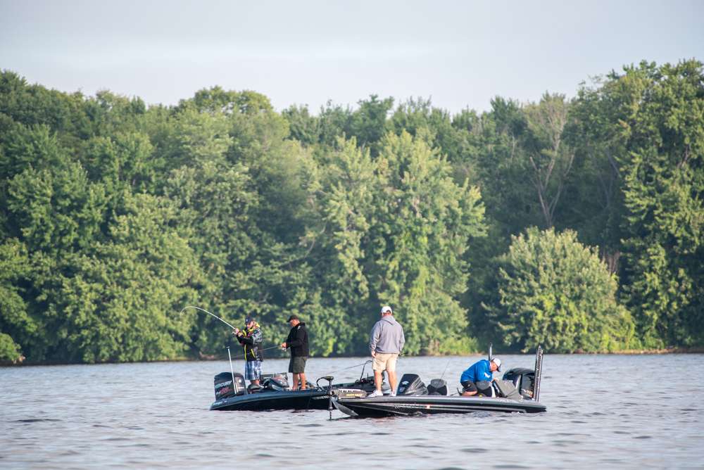 While heading to check in on Boyd Duckett we ran across a group of anglers all fishing the same school of rising fish. 