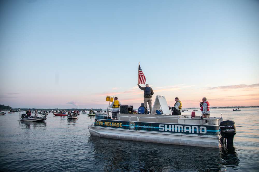 The Shimano Live Release Boat also serves as a floating platform for the national anthem to be played. 