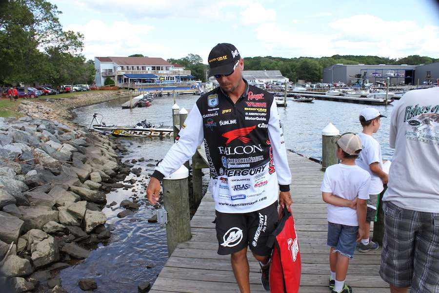 Jason Christie heads to see where he will land in the standings...he fished Day 1 in 10th place.