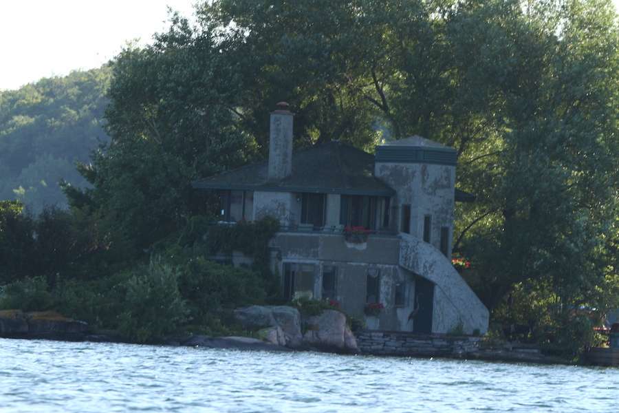 There are tons of houses on little islands on the St. Lawrence River.