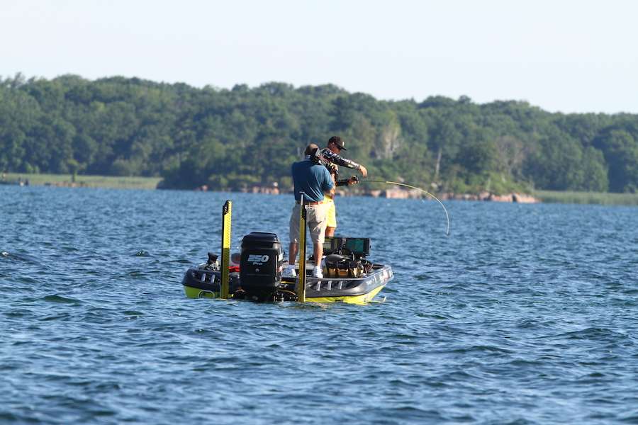 The 2015 Lake Guntersville event winner made it look easy as he boated fish at a fast rate during part of the day.