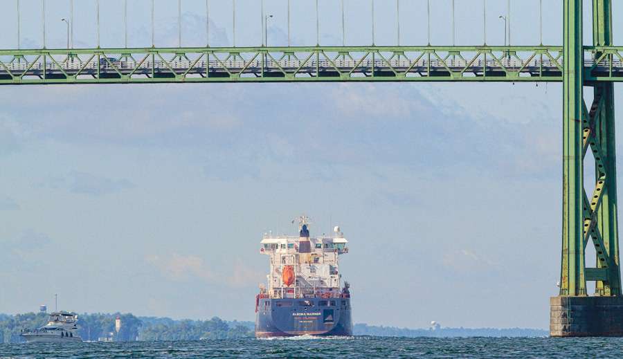 Meanwhile large vessels continued to navigate the St. Lawrence River. 