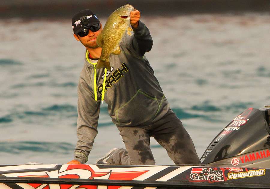 He gives us a better look at a beautiful smallmouth bass.