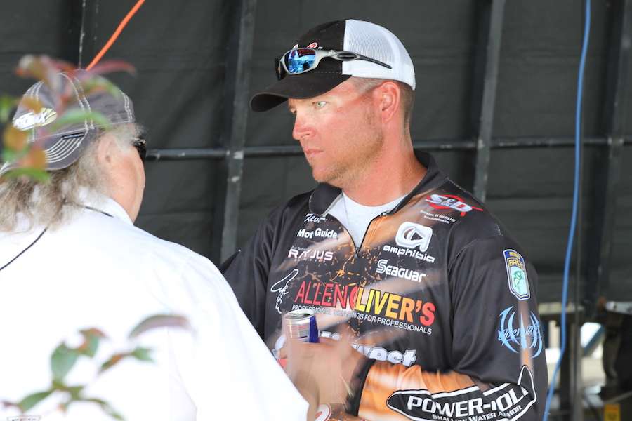 Like each day this week, Kevin Ledoux was among the first anglers back to the weigh-in site for the Evan Williams Bourbon Bassmaster Elite at St. Lawrence River.