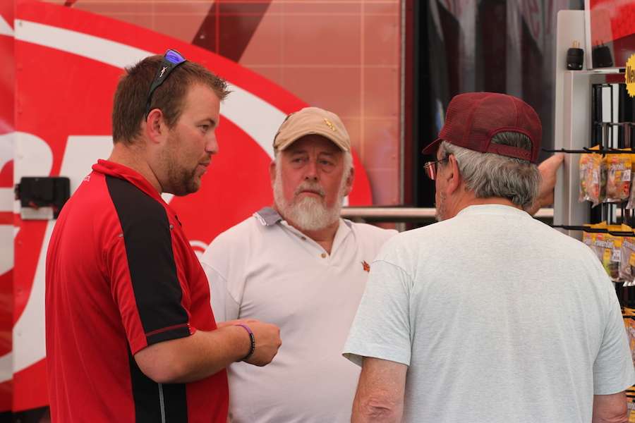 Berkley staff talks to other anglers about their products.