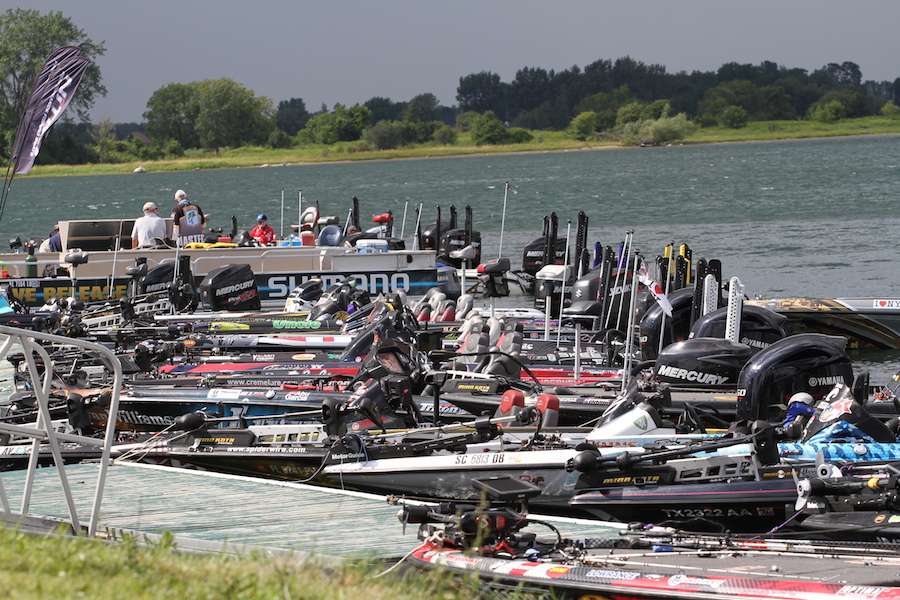 All 50 boats are accounted for and the weigh-in is in full force.