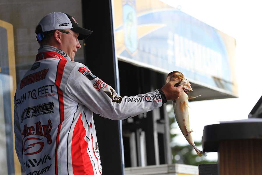 Andy Montgomery shows off a nice fish.