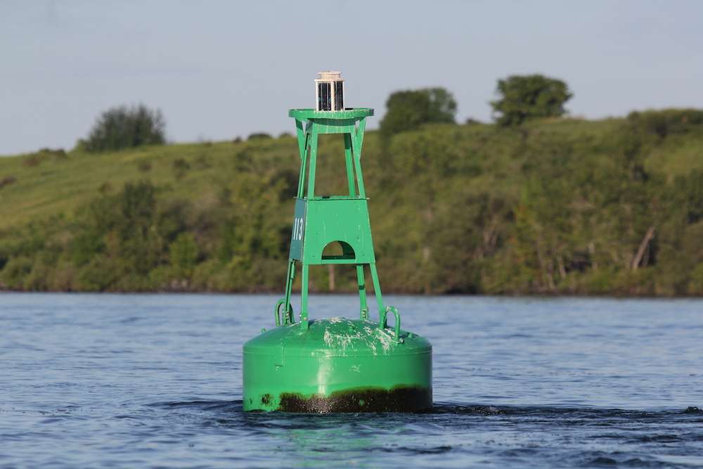 These buoys help the commercial traffic navigate the river. 