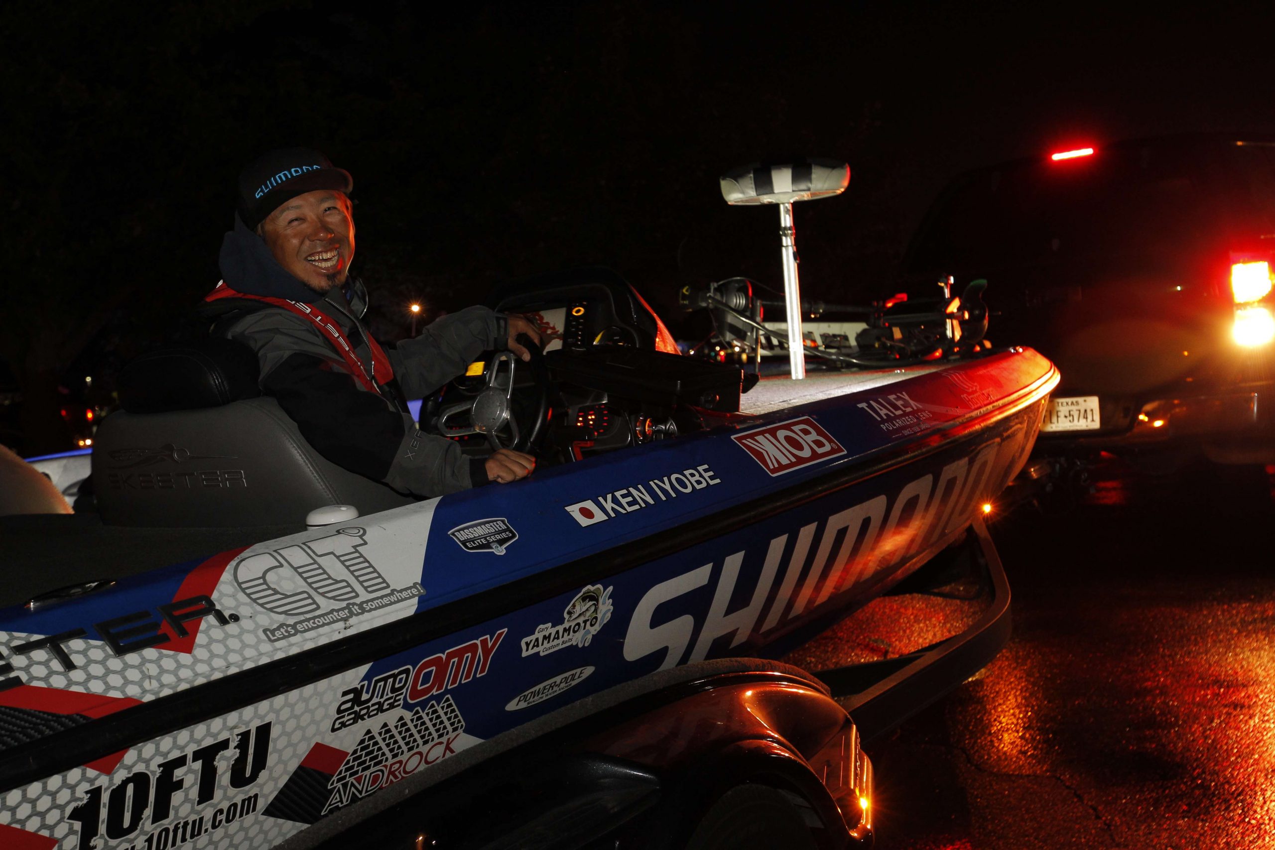 Japanese angler Ken Iyobe is all smiles for Day 1 of the Plano Bassmaster Elite at Lake St. Clair.