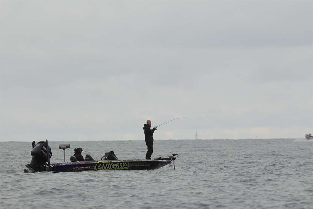 We started Day 1 of the Plano Bassmaster Elite on Lake St. Clair on Aaron Martens who is also leading the Toyota Angler of the Year race.