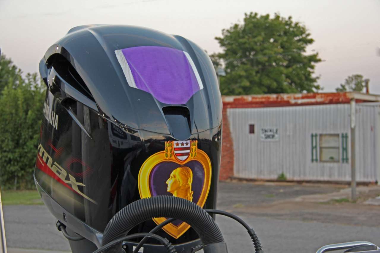 Perhaps boldest, and most often talked about by friends, is the Purple Heart on his Yamaha. 