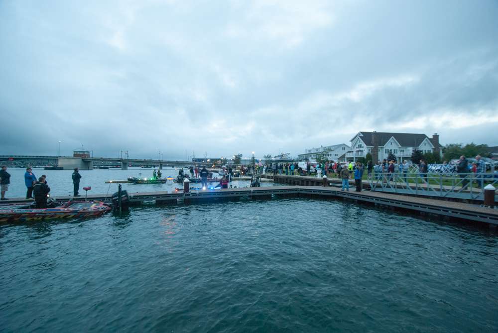 A cloudy Day 2 of the Toyota Angler of the Year Championship in Sturgeon Bay greets anglers as they prepare for launch. 