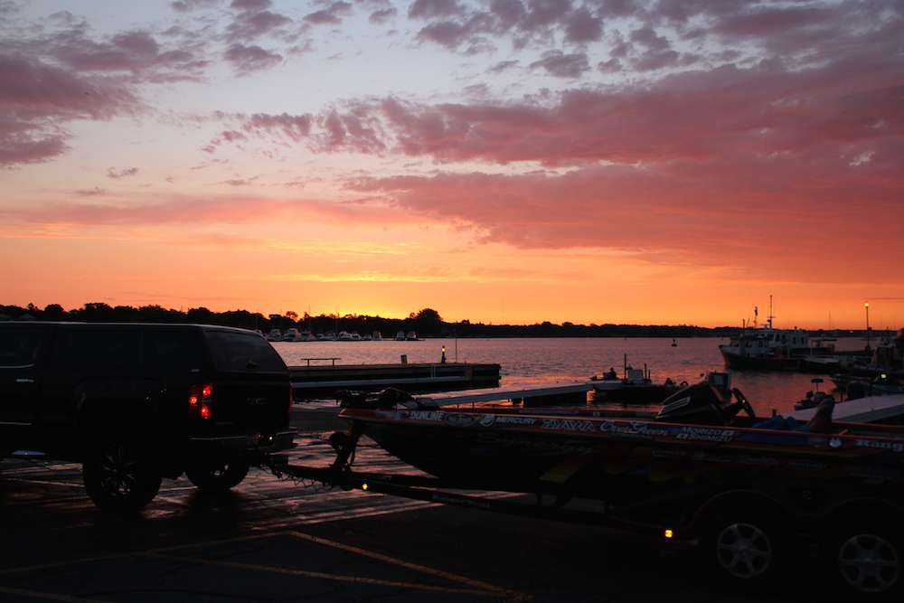 The sun rises on the final day of practice for the Toyota Angler of the Year Championship, as 50 anglers head out in hopes of mastering Sturgeon Bay.