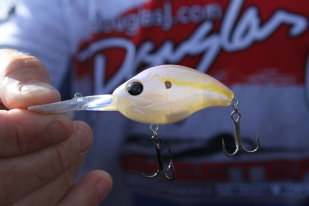 His first choice is the DC 300 Damiki crankbait in Real Shad.