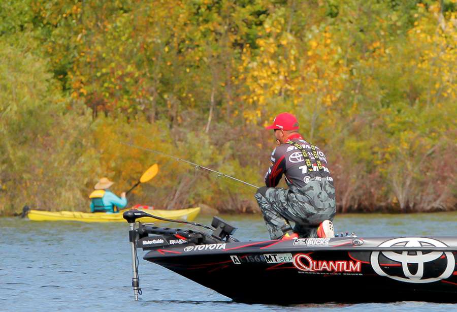 He sits in 28th place in the event standings with 20 pounds, 15 ounces. If every one continues to struggle, he likely needs a 12- to 15-pound stringer to breathe easy.