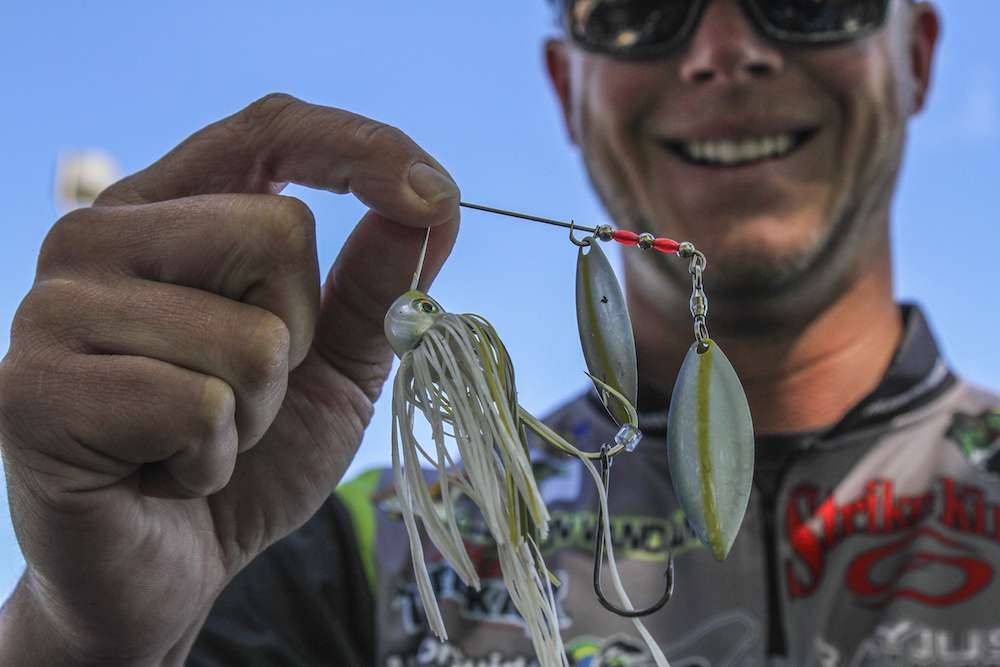 Then he goes with a Â½-ounce Strike King Tour Grade Painted Blade spinnerbait.