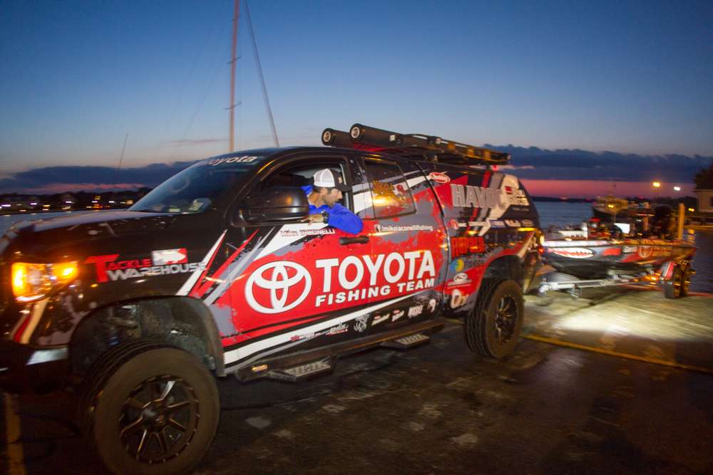 Mike Iaconelli launches his boat.