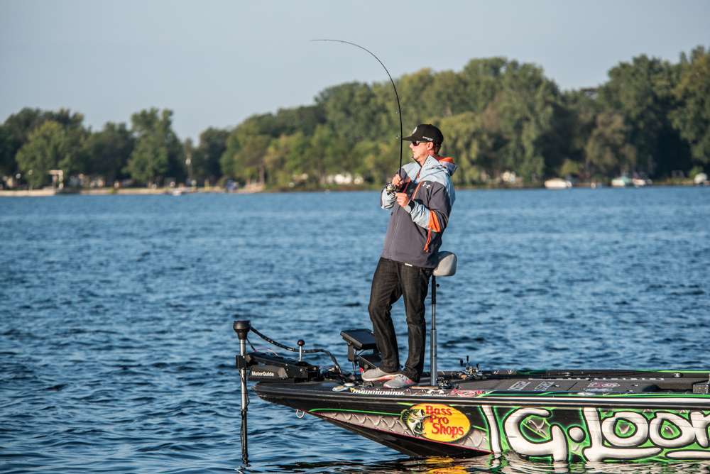With the pressure to perform mounting JVD threw a combination of baits including a tube and a several drop shot baits. After trying a few locations JVD set the hook on what we all hoped was a quality fish. 