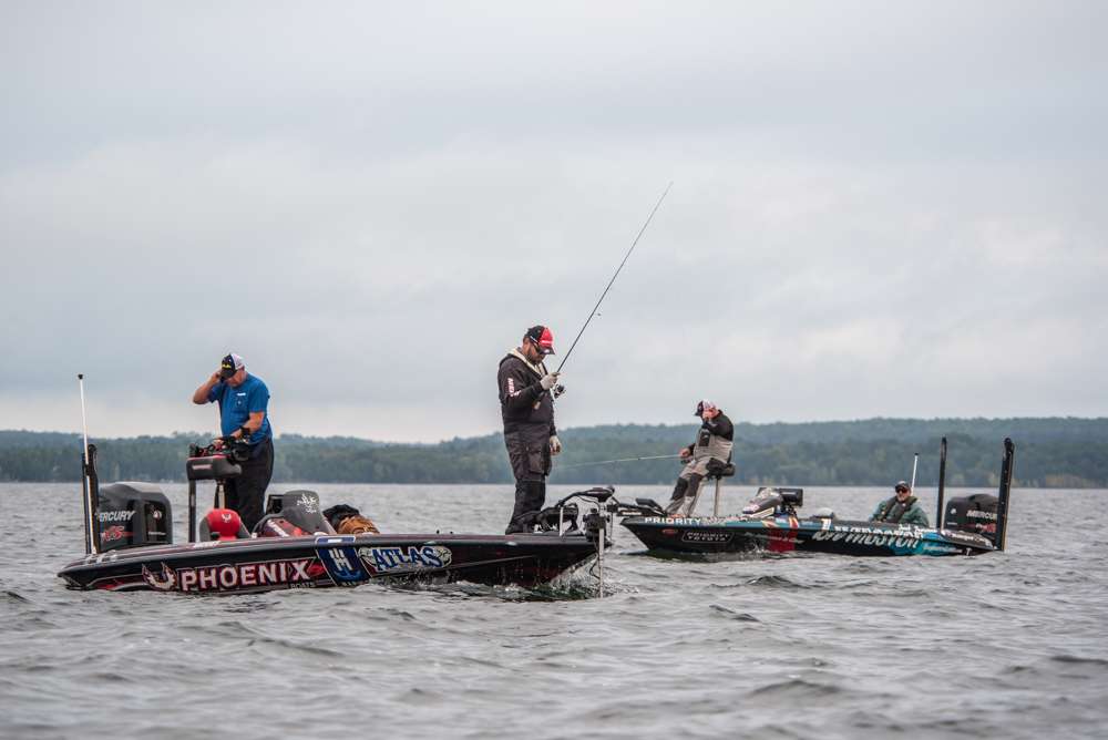 Hackney, Jacob Powroznik, Bobby Lane, Jason Christie, Jonathan VanDam, and Boyd Duckett were all stretched along a large offshore reef/ridge and were using a combination of tactics to get the fish to bite. 