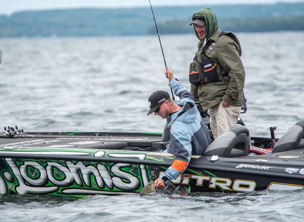 With a solid hold on the bottom lip of the fish JVD is well on his way to a successful Day 2 on Sturgeon Bay. 