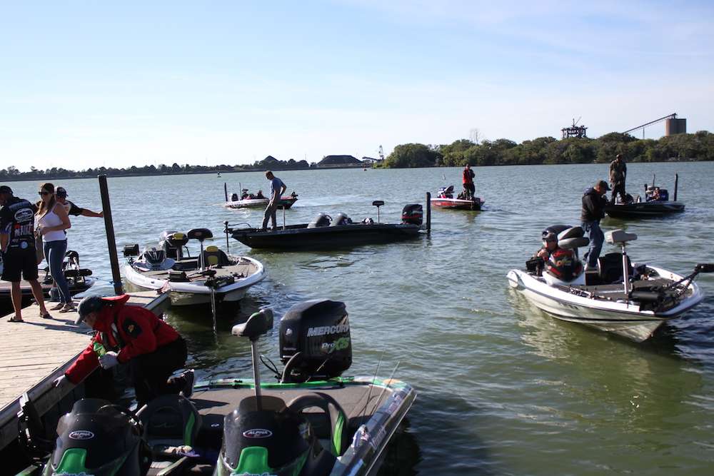 Anglers negotiate for every inch of room when they are parking their boats.
