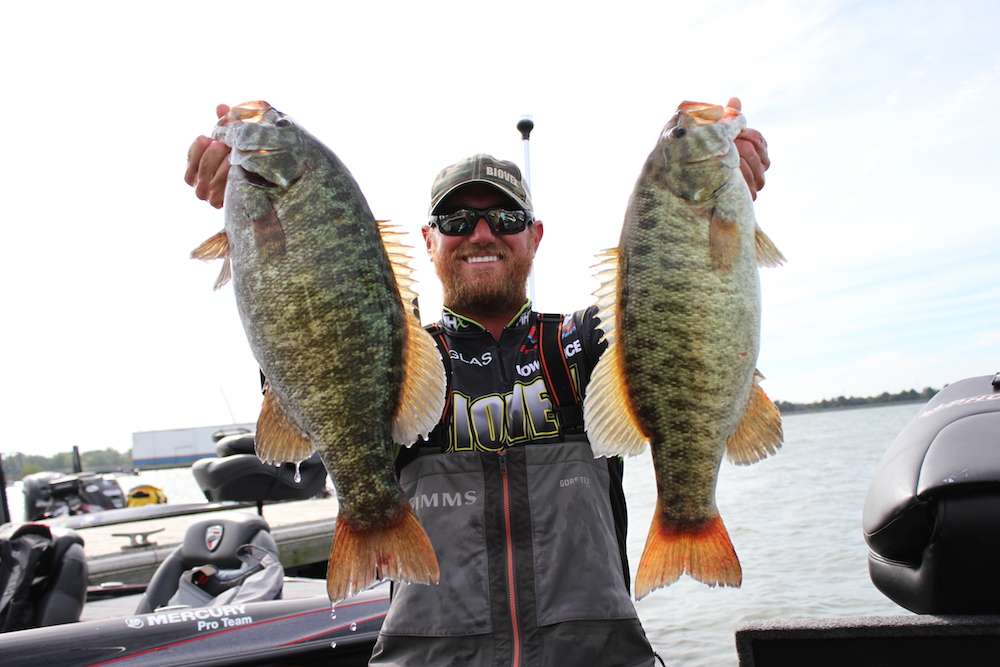 The Minnesota pro hoisted some good looking smallmouth from his livewell.