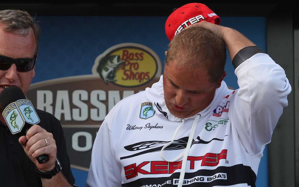 The lead is his for now, but Whitney Stephens will have to wait out the two anglers who went out ahead of him in the standings this morning. 