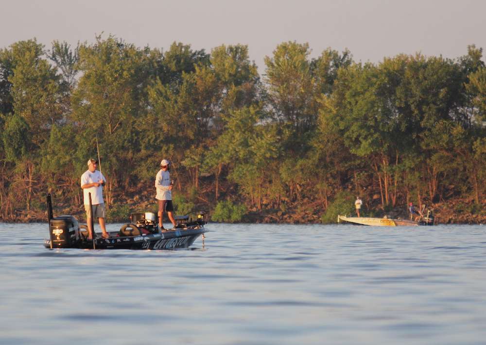 Anglers head out on Fort Gibson to start competition in the second of three Bass Pros Shops Bassmaster Central Opens. 