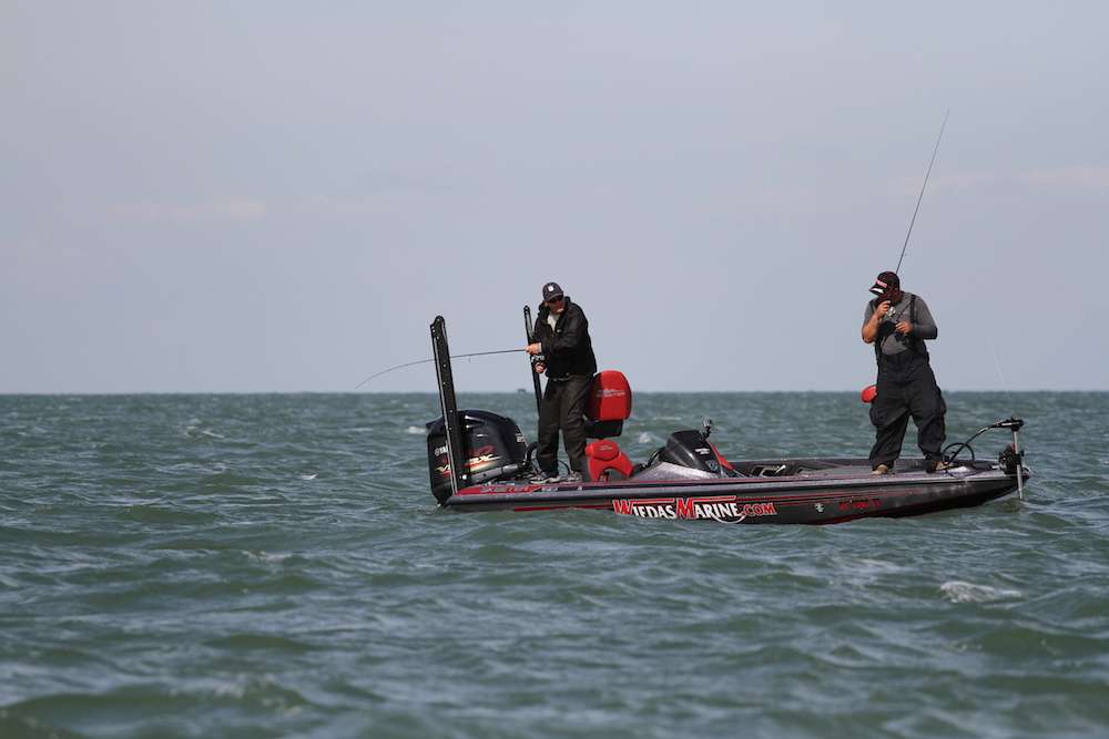 But Stephens certainly has it dialed in, and his co-angler Mike England shows it by hooking up again.