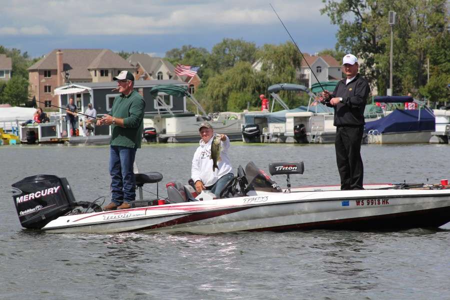 Local angler Mike Manns and his team were among those to bring in a limit of bass.