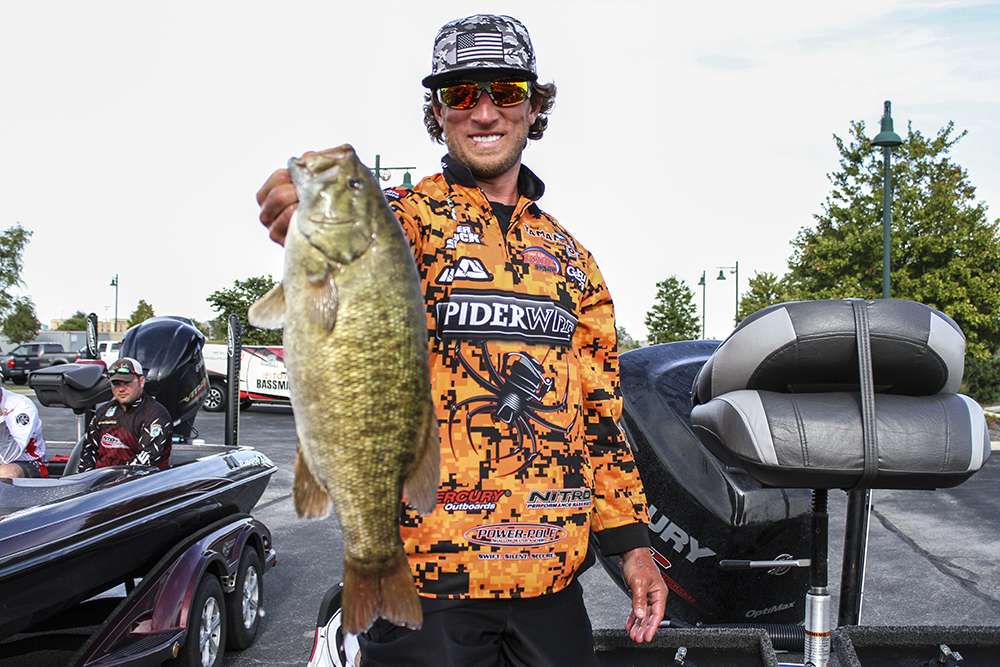 And brings out a big smallmouth. Shryock weighed 19-3 on the final day and finished 6th.
