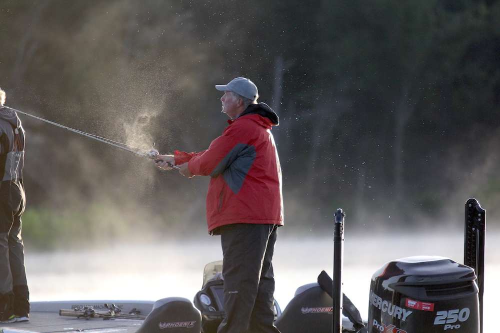 A cast goes out for co-angler Mike McCormick. 