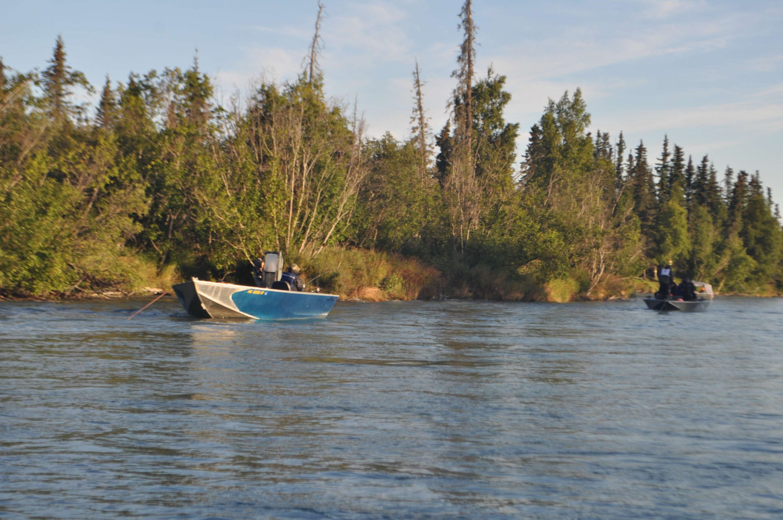 Anglers line up to fish Alaskaâs famed Kenai River during the silver salmon run.