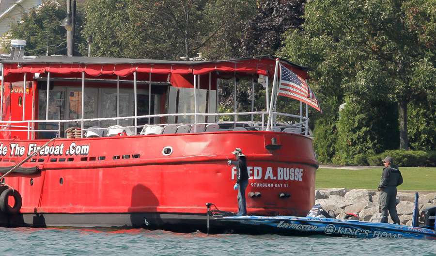 You can take a ride around this retired fireboat, or fish around it like Randy Howell. 