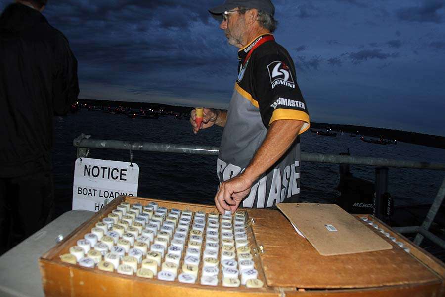 The day begins with boat number key fobs passed out to the anglers as part of the takeoff procedure. 