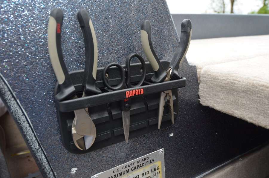 Searching for tools like scissors and needlenose pliers is a huge time waster in a tournament. I eliminated that problem by securing Rapalaâs Magnetic Tool Holder Combo 2 to the side of my passenger console.
